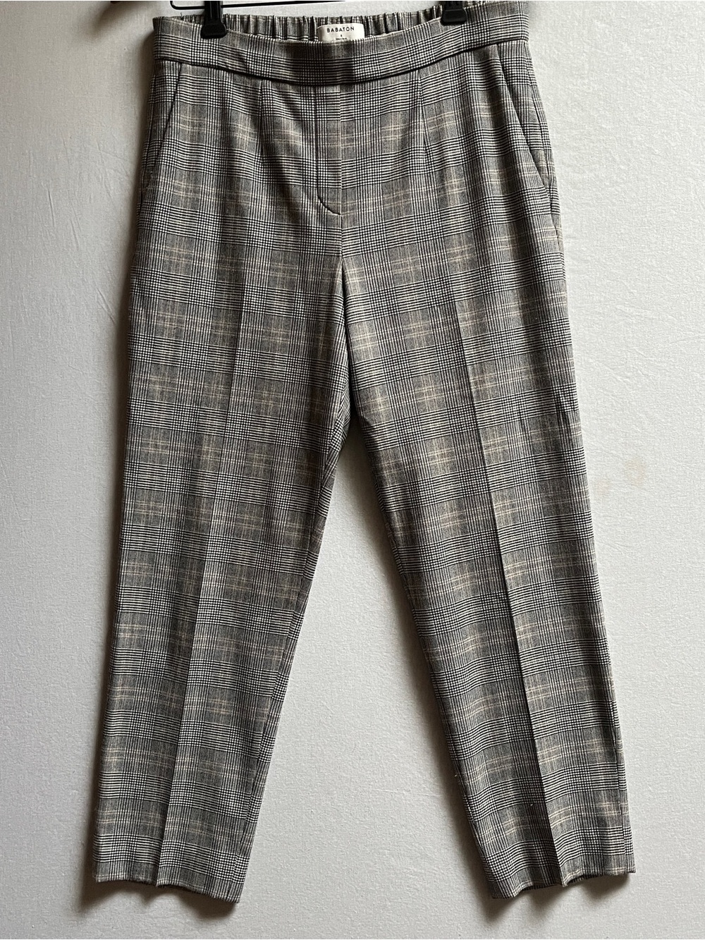 Aritzia Babaton Conan Pant Gray Glen Plaid Checkered Mid-Rise Trouser Size 6